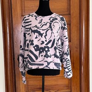 Tanya Taylor Pink and Black Abstract Crewneck Sweatshirt